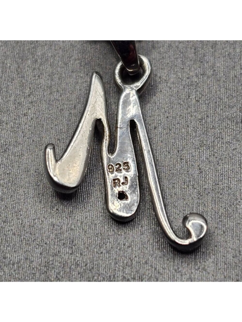 Sterling Silver Diamond Initial M Pendant Necklace 22" Personalized Jewelry 925 - Picture 4 of 8